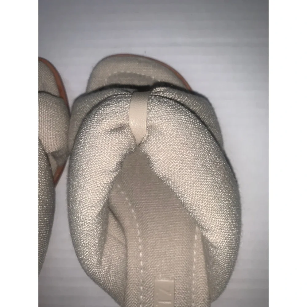 SCHUTZ Fairy Casual Linen Sandals Oyster Square Toe Sandal Size 5B With Dust Bag